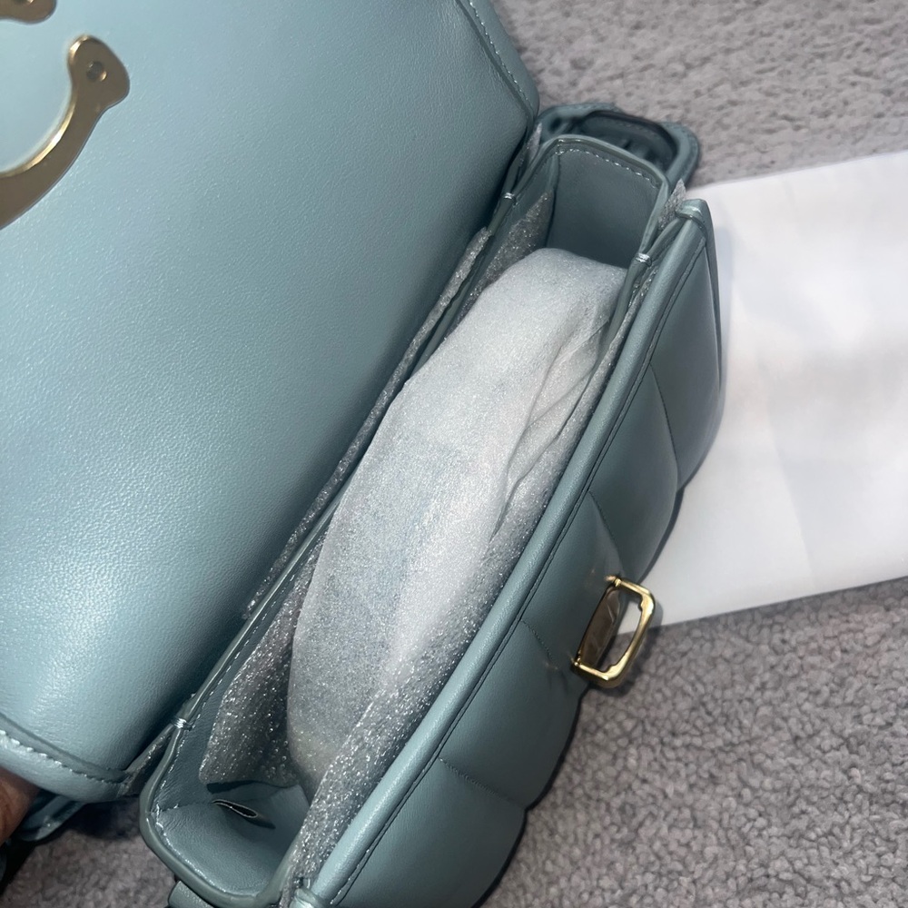 Coach Quilted Crossbody Bag in Light Blue with Gold Hardware - Picture 5 of 8